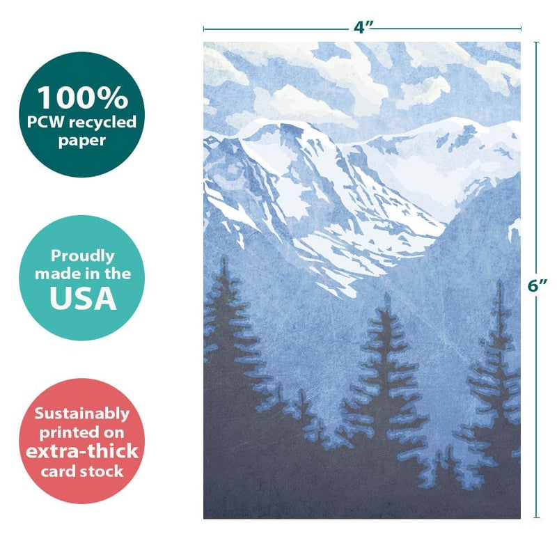 Tree-Free Greetings - All Occasion Cards - Artful Designs - 12 Greeting Cards + White Envelopes - Made in USA - 100% Recycled Paper - 4 x 6 - Rocky Mountain (FS56067) - Image 4